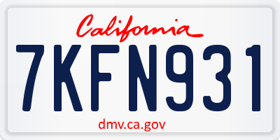 CA license plate 7KFN931