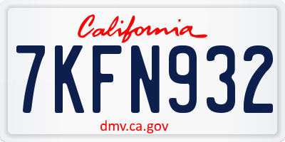 CA license plate 7KFN932