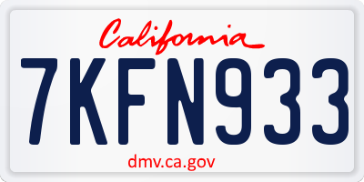 CA license plate 7KFN933