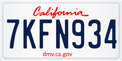 CA license plate 7KFN934