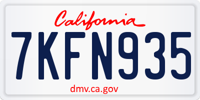 CA license plate 7KFN935