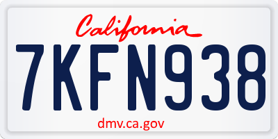 CA license plate 7KFN938