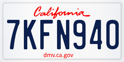 CA license plate 7KFN940
