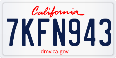 CA license plate 7KFN943
