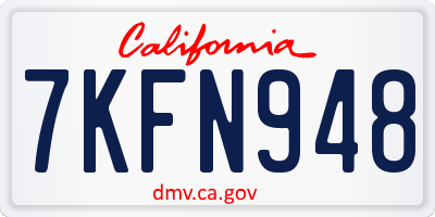 CA license plate 7KFN948