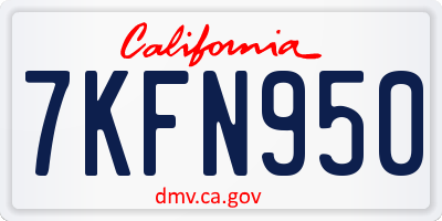 CA license plate 7KFN950