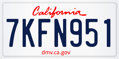 CA license plate 7KFN951