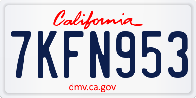 CA license plate 7KFN953