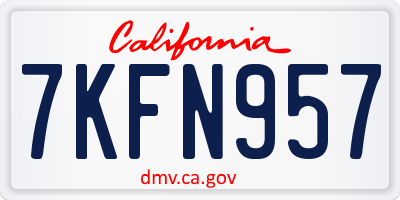 CA license plate 7KFN957