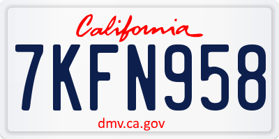 CA license plate 7KFN958