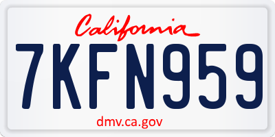 CA license plate 7KFN959