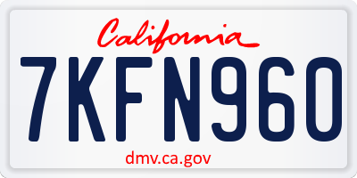 CA license plate 7KFN960