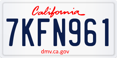 CA license plate 7KFN961