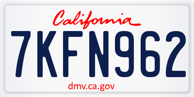 CA license plate 7KFN962
