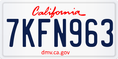 CA license plate 7KFN963