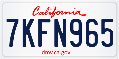 CA license plate 7KFN965