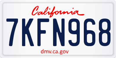 CA license plate 7KFN968