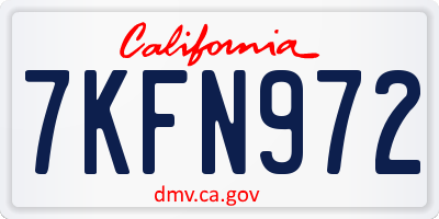 CA license plate 7KFN972