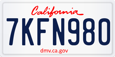 CA license plate 7KFN980