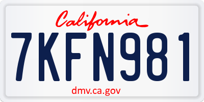 CA license plate 7KFN981