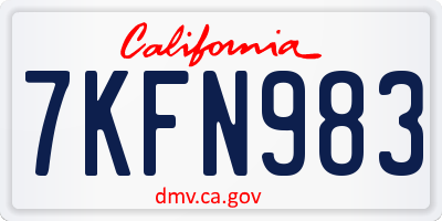CA license plate 7KFN983