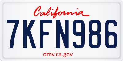 CA license plate 7KFN986