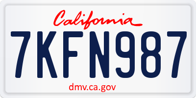 CA license plate 7KFN987