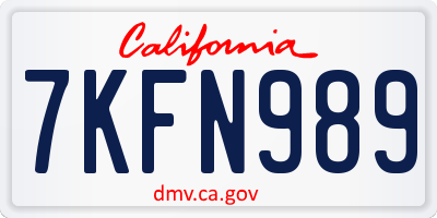 CA license plate 7KFN989