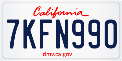 CA license plate 7KFN990
