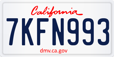 CA license plate 7KFN993