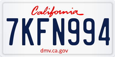 CA license plate 7KFN994