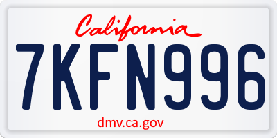 CA license plate 7KFN996