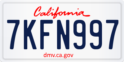 CA license plate 7KFN997
