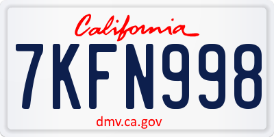 CA license plate 7KFN998