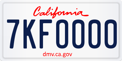 CA license plate 7KFO000