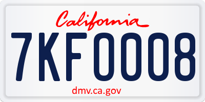 CA license plate 7KFO008