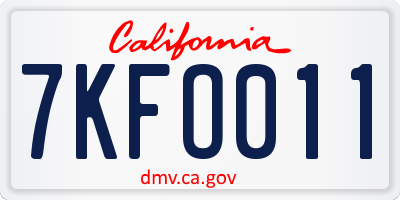 CA license plate 7KFO011
