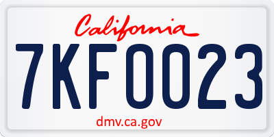 CA license plate 7KFO023