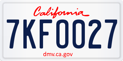 CA license plate 7KFO027