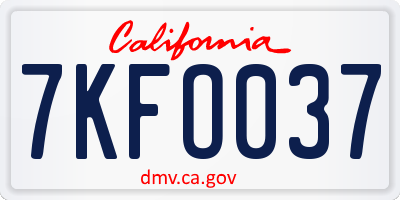 CA license plate 7KFO037