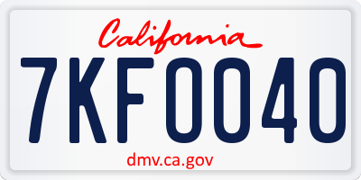 CA license plate 7KFO040