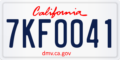 CA license plate 7KFO041