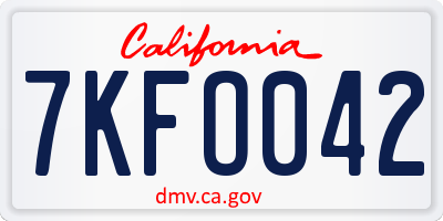 CA license plate 7KFO042