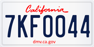 CA license plate 7KFO044