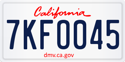 CA license plate 7KFO045