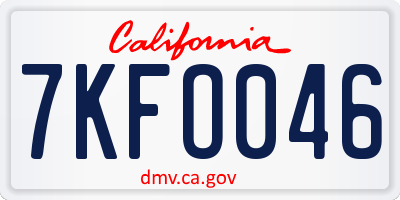 CA license plate 7KFO046