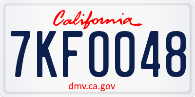 CA license plate 7KFO048