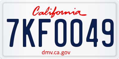 CA license plate 7KFO049