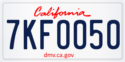 CA license plate 7KFO050