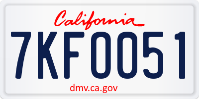 CA license plate 7KFO051